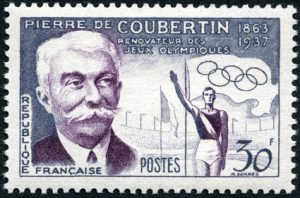 Francobollo commemorativo di De Coubertin