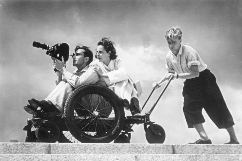 Leni Riefenstahl durante le riprese di Olympia