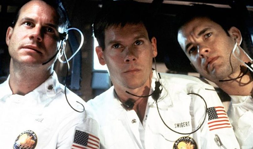 Il film di Ron Howard: da sinistra Bill Paxton (Swigert), Kevin Bacon (Haise), Tom hanks (Lovell)