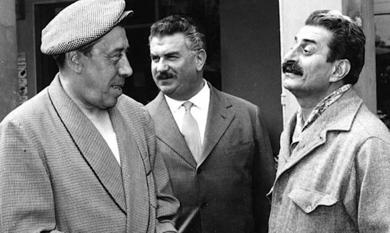 Con Fernandel e Gino Cervi sul set di Don Camillo e Peppone